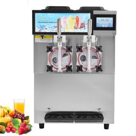 Commercial Slushy Machine, 2 x 12L / 3.17 Gal Double Tanks, Cool and Freeze Modes, Stainless Steel Margarita Smoothie Frozen Drink Maker