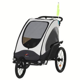Bike Trailer for Kids 3 In1 Foldable Child Jogger Stroller Baby Stroller Transport Carrier with Shock Absorber System Rubber Tires Adjustable Han (Option: White-1000x690x290 mm)